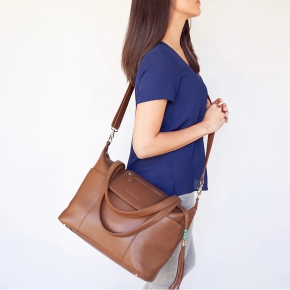 Lily Jade Madeline convertible tote Brandy caramel pebble leather backpack - Picture 6 of 16